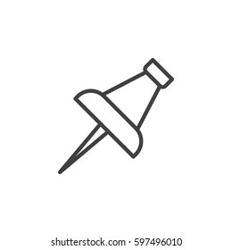 Push pin line icon, outline vector sign, linear style pictogram isolated on white. Symbol, logo illustration. Editable stroke. Pixel perfect