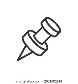 Push pin line icon, sign or symbol. Premium pictogram in trendy outline style. Push pin pixel perfect vector icon isolated on a white background. 