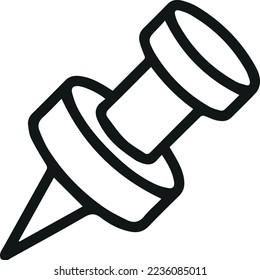 Push pin line icon, sign or symbol. Premium pictogram in trendy outline style. Push pin pixel perfect vector icon isolated on a white background.