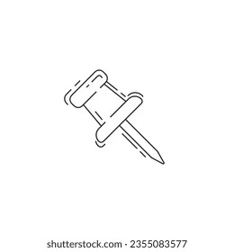 Pin-Linie-Symbol drücken. Dünnzeilensymbol mit Druckstift