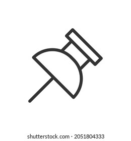 Push pin line icon in trendy style. Stroke vector pictogram isolated on a white background. Push pin premium outline icons.