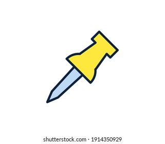 Push pin line icon. Vector symbol in trendy flat style on white background. Office sing for design.