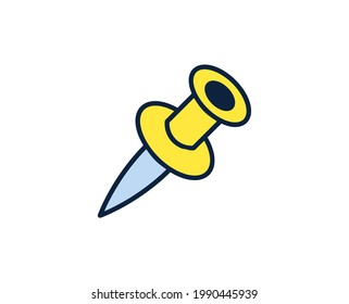 Push pin line icon. Vector symbol in trendy flat style on white background. Office sing for design.