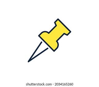 Icono de la línea del pasador. Símbolo vectorial en estilo plano y a la moda sobre fondo blanco. Canto de Office para diseño.