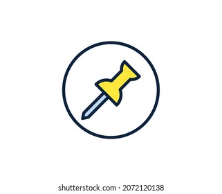 Push pin line icon. Vector symbol in trendy flat style on white background. Office sing for design.