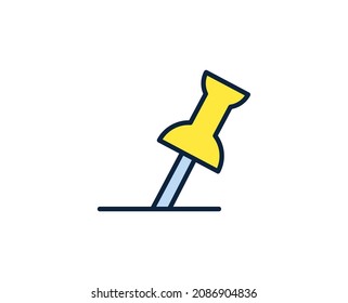 Push pin line icon. Vector symbol in trendy flat style on white background. Office sing for design.