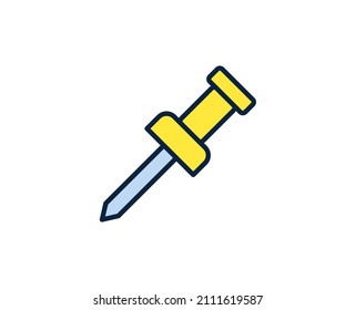 Push pin line icon. Vector symbol in trendy flat style on white background. Office sing for design.