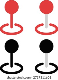 conjunto de ícones do marcador de local do pin push, ponteiro de mapa de vetor plano e símbolos de navegação