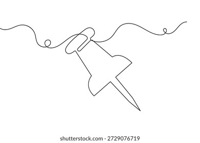 Marcador de pin de empuje Ilustración vectorial de contorno minimalista de dibujo continuo de una línea