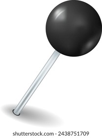 Push pin mockup. Realistic black ball needle