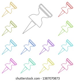 Push pin multi color icon. Simple thin line, outline vector of Education icons for UI and UX, website or mobile application