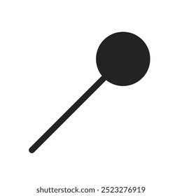 Push pin con una aguja negro aislado ilustración para la herramienta de interfaz de usuario. Icono de Vector en estilo plano