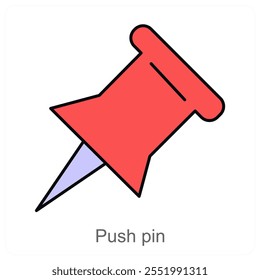 Conceito de ícone de Push Pin e quadro de avisos