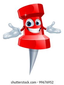 A push pin office supply character mascot illustration