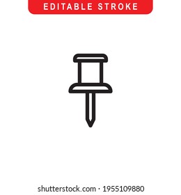 Icono de contorno de clavija. Logotipo de arte de la línea de clavijas automáticas. Ilustración vectorial. Aislado en fondo blanco. Stroke Editable