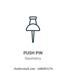 Push-Pin-Umriss-Symbol Vektorillustration. Dünne schwarze Pin-Symbol, einfache flache Vektorillustration-Elementgrafik aus bearbeitbarem Geometriekonzept einzeln auf weißem Hintergrund