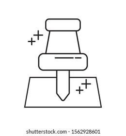 push pin paper element office line icon style vector illustration