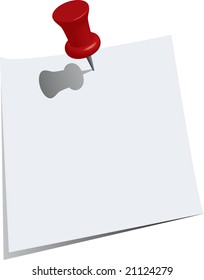Push Pin And Paper Note at white background