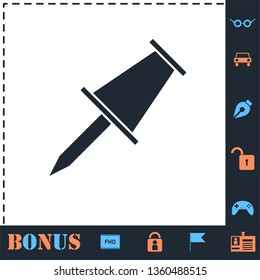 Push pin. Perfect icon with bonus simple icons