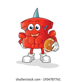 push pin playing rugby character. cartoon mascot vector