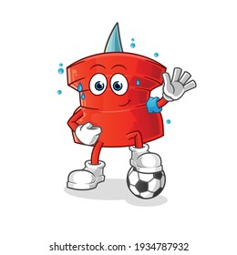 push pin playing soccer illustration. character vector