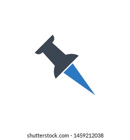 Push Pin related vector glyph icon. Isolated on white background. Vector illustration.