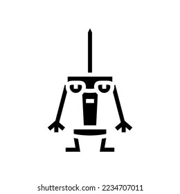 push pin school character glyph icon vector. push pin school character sign. isolated symbol illustration
