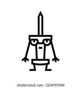 push pin school character line icon vector. push pin school character sign. isolated contour symbol black illustration