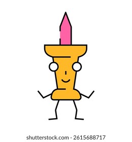 push pin school character line icon vector. push pin school character sign. isolated symbol illustration