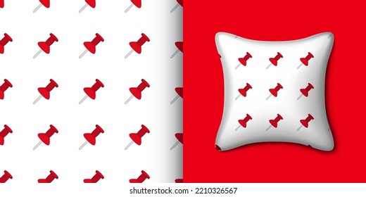 Push pin seamless pattern with pillow. Vector illustration