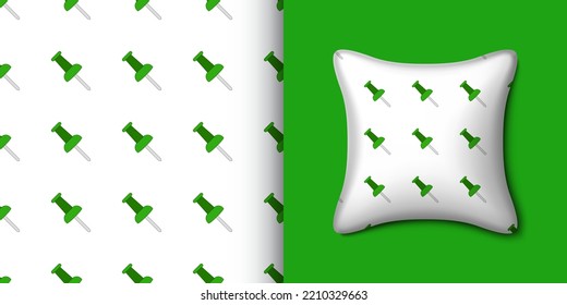 Push pin seamless pattern with pillow. Vector illustration