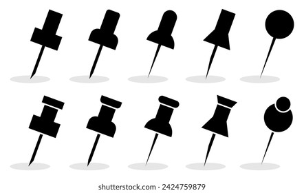 push pin set icon. bulletin symbol design, minimalist isolated on white background. vector for app, web, poster, social media.
