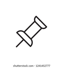 Push Pin sign icon. Outline icon on white background. Push Pin sign Silhouette. Web site, page and mobile app design vector element.