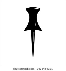 Push pin silhouette on white background. Push pin icon vector sign illustration design.