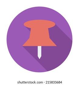 Push pin. Single flat color icon. Vector illustration.