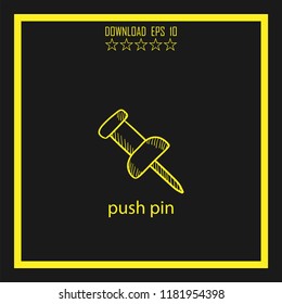 push pin sketch vector icon