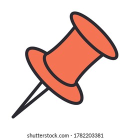 push pin stationery line and fill design icon vector illustration