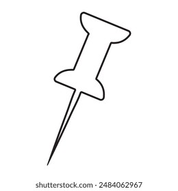 Conjunto de iconos de línea fina de pin de empuje. Thumbtack para adjuntar notas. Colección de contorno de símbolo de clip, aguja para fijar en un tablero o mapa Vector de stock para Web o App, Colección de oficina papelería pin icon