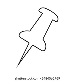 Push pin thin line icons set. Thumbtack for note attach. Paperclip symbol outline collection, needle for fixing on a board or map stock vector for web or app, Collection of office stationery pin icon