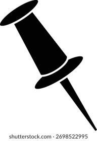  Conjunto de iconos de pin y chincheta para oficina, mapa y recordatorio de diseño en estilo minimalista de Vector blanco y negro con fondo transparente