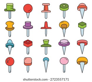 Ilustración de conjunto de iconos de pin y pulgar