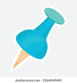 Push pin, pin, thumbtack, paper pin Vector illustration Sticker. Vector sticker of a push pin. Perfect for office and board-themed decorations