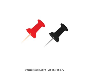 Push Pin Vector. Flat Red Push Pin Icon for Business, Office, and School Supplies. High-Quality Stationery Graphics for Education, Professional Projects, and Office Use. Simple and Versatile Design.