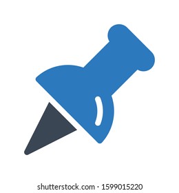 push pin vector glyph color icon 