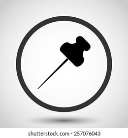 Push pin vector icon - black illustration