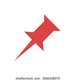 Push pin vector icon. Red symbol