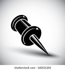 Push pin vector simple single color icon.