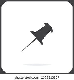 Push pin vector simple single color icon.