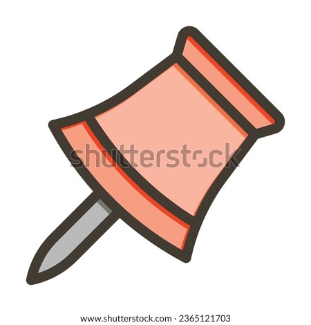 Push Pin Vector Thick Line Filled Colors Icon For Personal And Commercial Use.
