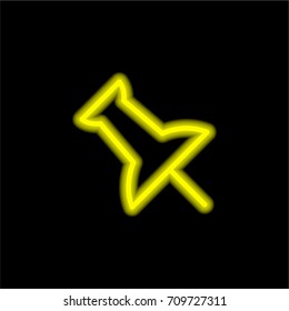 Push pin yellow glowing neon ui ux icon. Glowing sign logo vector